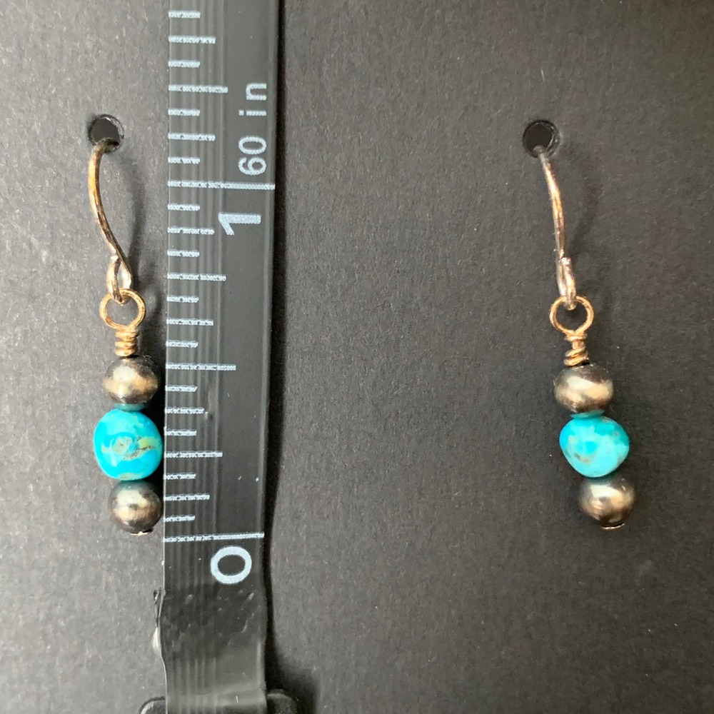 925 Sterling Silver Kingman Turquoise Desert Pearl Earrings Dangle Southwestern